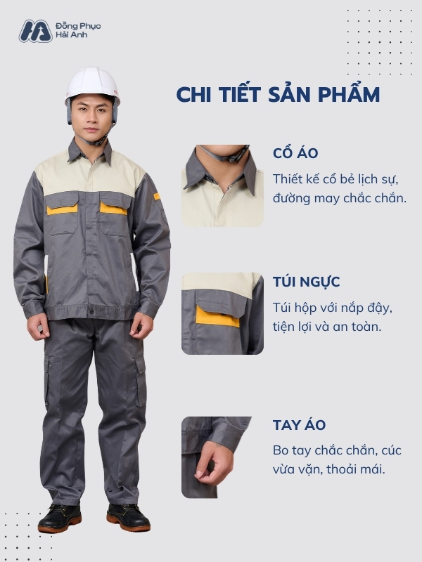 Thông số kỹ thuật chi tiết của đồng phục lao động vải Kaki Protect 3.1 mã 36