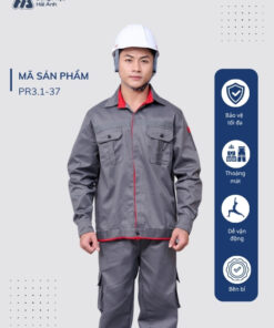 Mẫu Đồng Phục Bảo Hộ Lao Động Vải Kaki Protect 3.1 Mã 37 Màu Ghi Đậm