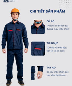 Mẫu Đồng Phục Bảo Hộ Lao Động Vải Pangrim 2.1 Mã 02 Màu Xanh Than - ảnh 2