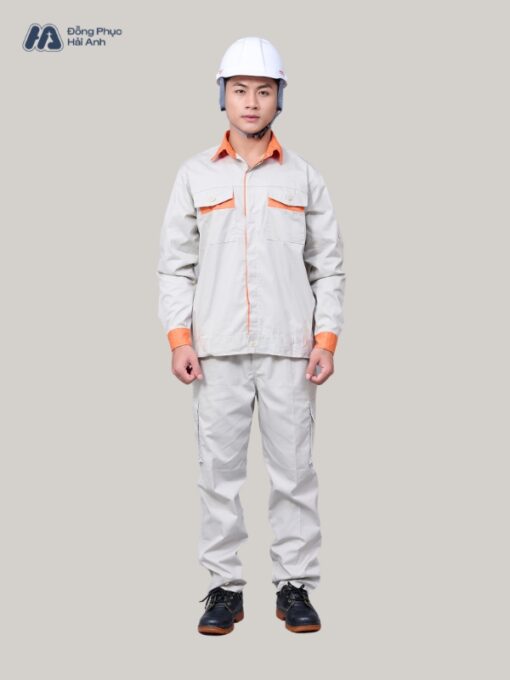 Mẫu Đồng Phục Bảo Hộ Lao Động Vải Pangrim 2.1 Mã 04 Màu Ghi - ảnh 4