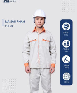 Mẫu Đồng Phục Bảo Hộ Lao Động Vải Pangrim 2.1 Mã 04 Màu Ghi