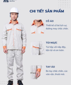 Mẫu Đồng Phục Bảo Hộ Lao Động Vải Pangrim 2.1 Mã 04 Màu Ghi - ảnh 2