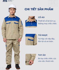 Mẫu Đồng Phục Bảo Hộ Lao Động Vải Pangrim 2.1 Mã 05 Màu Be - ảnh 2