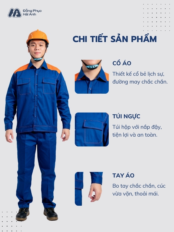 Mẫu Đồng Phục Bảo Hộ Lao Động Vải Pangrim 2.1 Mã 24 Màu Bích - ảnh 2