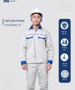 Mẫu Đồng Phục Bảo Hộ Lao Động Vải Pangrim 2.1 Mã 27 Màu Xám Nhạt