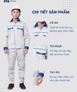 Mẫu Đồng Phục Bảo Hộ Lao Động Vải Pangrim 2.1 Mã 27 Màu Xám Nhạt - ảnh 2