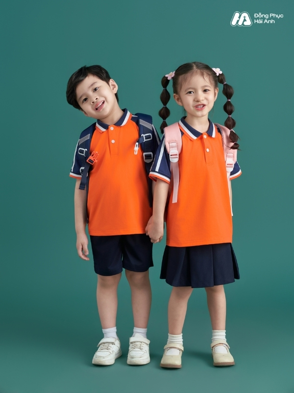 Mẫu Đồng Phục Mầm Non Hacool 01 Màu Cam Tươi