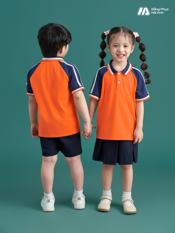 Mẫu Đồng Phục Mầm Non Hacool 01 Màu Cam Tươi - ảnh 2