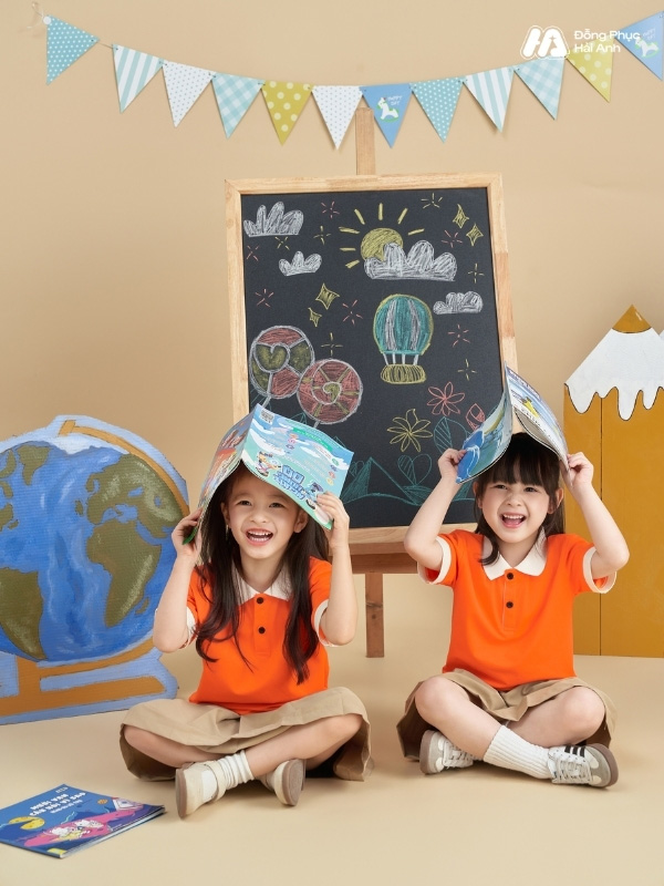 Mẫu Đồng Phục Mầm Non Hacool 02 Màu Cam Tươi - ảnh 2