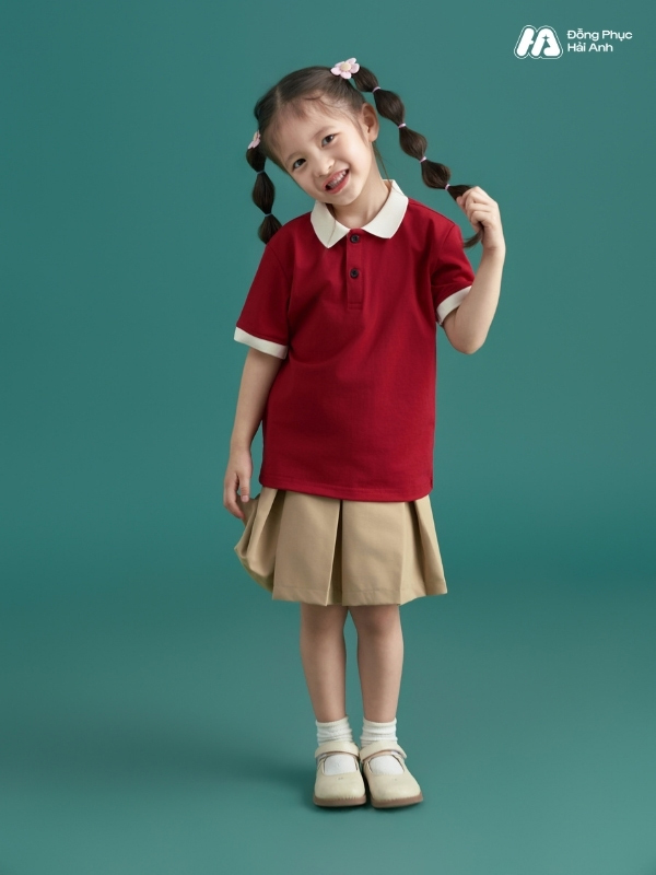 Mẫu Đồng Phục Mầm Non Hacool 02 Màu Đỏ Đô - ảnh 3