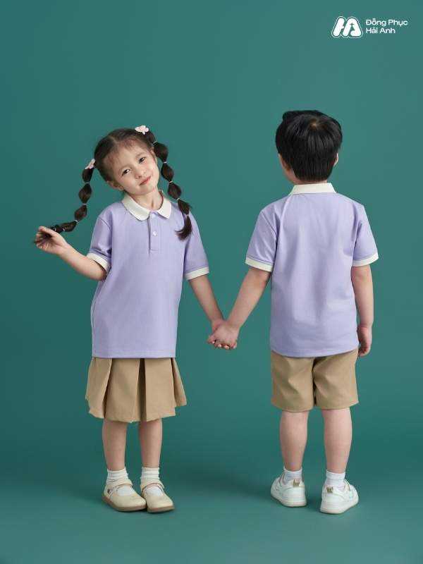 Mẫu Đồng Phục Mầm Non Hacool 02 Màu Tím Nhạt