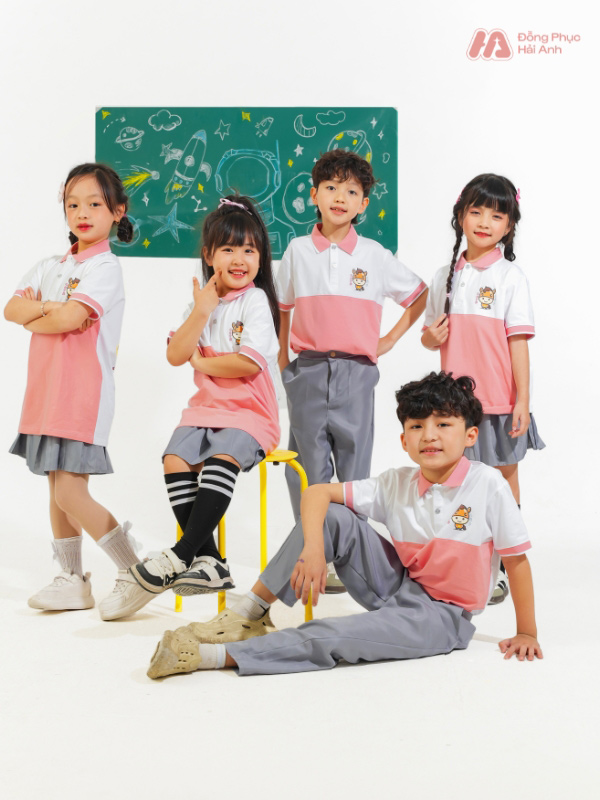 Mẫu Đồng Phục Mầm Non Màu Hồng Phối Nửa Thân - ảnh 4