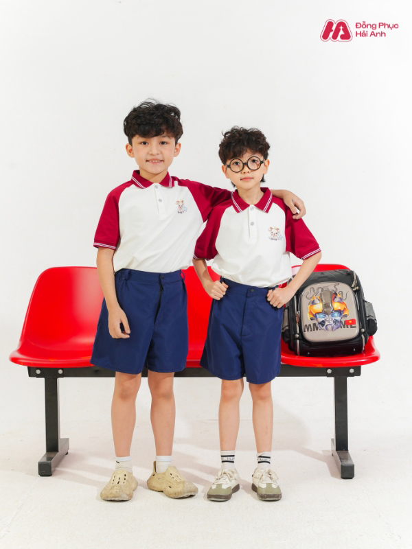 Mẫu Đồng Phục Mầm Non Màu Trắng Phối Đỏ - ảnh 2