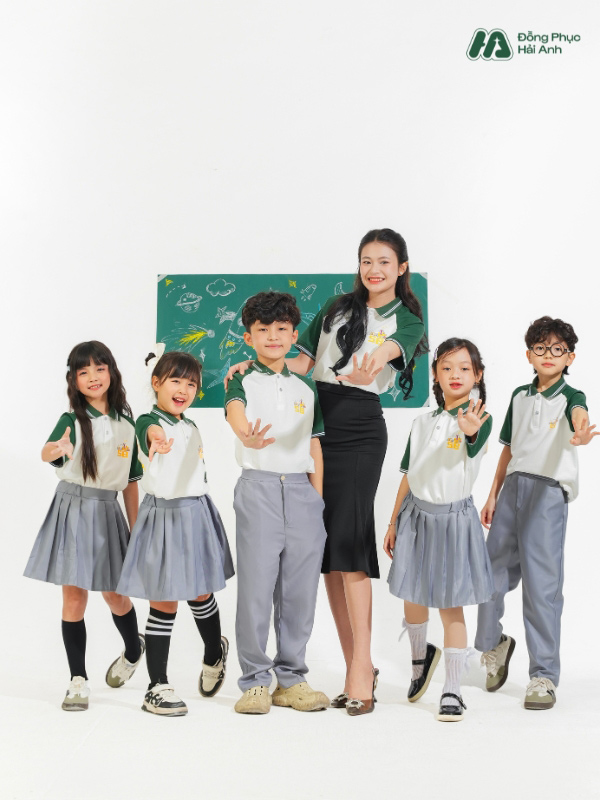 Mẫu Đồng Phục Mầm Non Màu Trắng Phối Xanh Iris - ảnh 3