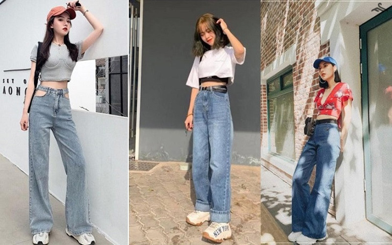 Áo croptop được lựa chọn phối đồ với quần ống suông