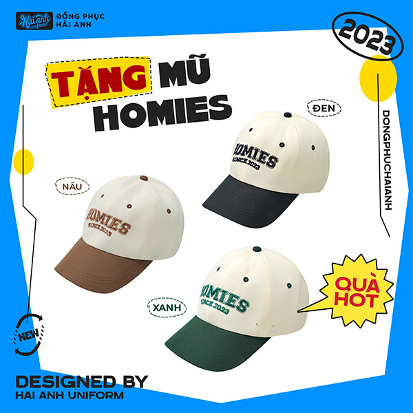 Tặng mũ Homies khi mua áo lớp tại Hải Anh Uniform