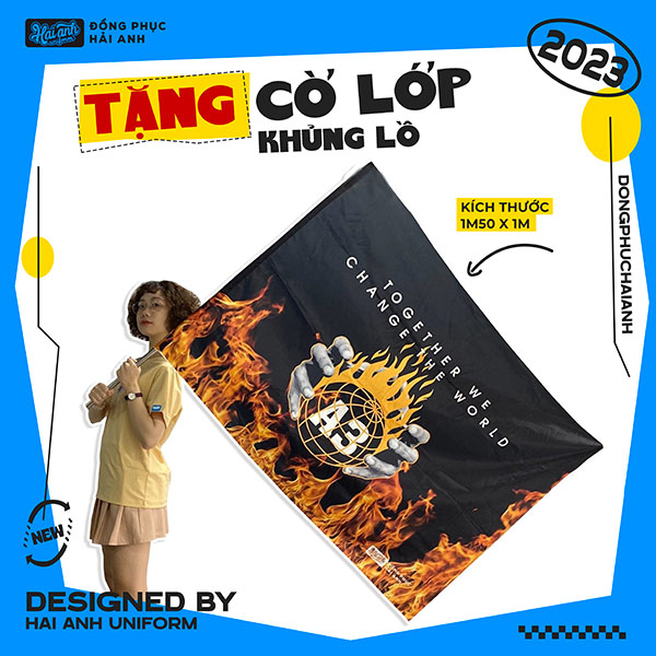 Tặng cờ lớp khổng lồ khi mua áo lớp tại Đồng Phục Hải Anh